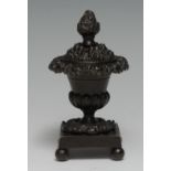 A post-Regency dark patinated bronze half-fluted campana pastille burner, cast throughout with