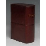 A Victorian oxblood morocco carte de visite box, the push-fitting cover inscribed in gilt