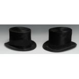 A gentleman's black silk top hat, by Austin Reed Ltd, Regent Street, London, inside dimensions 19.
