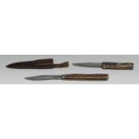 A 19th century extendable hunting or utility knife, 19.5cm folding blade marked Army & Navy CSL,