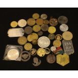 Tags, tokens and paranumismatica, to include Las Vegas 38mm whte metal gaming chip; Duchess of