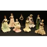 A Coalport figure, With Love; others, Special Celebration, Claire Marie, Lady in Lace, Summer