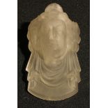 A 19th century American moulded glass wall pocket, modelled as Lady Liberty from the Statue of