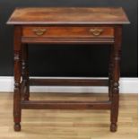 A George III oak side table, rectangular top with moulded edge above a long cockbeaded frieze