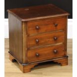 Miniature Furniture - a Victorian design mahogany chest, slightly oversailing top with moulded