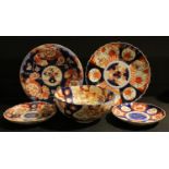 A Japanese Imari bowl, Meiji period; a charger, similar; plates (5)