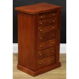 Miniature Furniture - a Victorian design mahogany table-top Wellington chest, oversailing