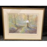 James D Preston, Bluebell Wood, limited edition print, 314/500, signed in pencil, blind proof,