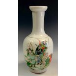 A contemporary Chinese Famille vert vase, decorated with warriors and a horse, 25.5cm high