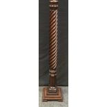 A 19th century mahogany and oak torchere converted standard lamp, 132cm high.