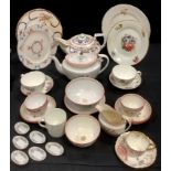 A part New Hall tea service, pattern no. 208, c.1800; two Coalport relief moulded breakfast cups,