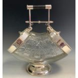 A Victorian style silver plated clear glass biscuit box, 28cm high.