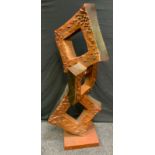 Contemporary School, a large bronzed sculpture, Abstract Squares, 131cm high