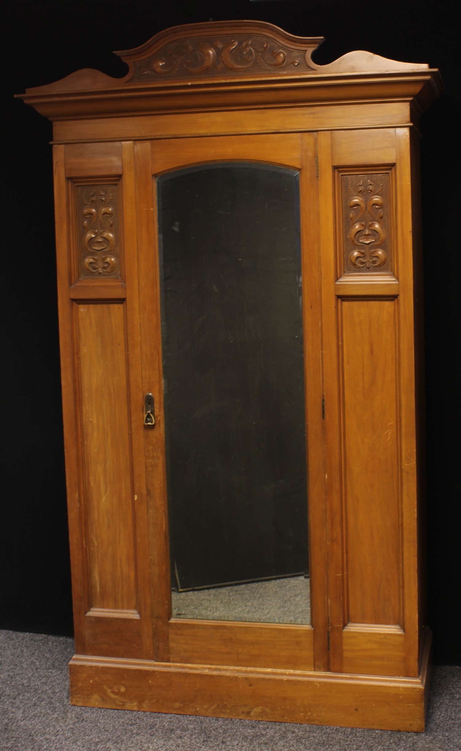 An Arts & Crafts two piece bedroom suite, comprising a single door wardrobe and dressing chest, each - Image 2 of 2