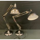 A pair of contemporary chrome angle poise type side lights
