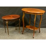 A early/mid 20th century mahogany occasional table, oval top, French cabriole legs , oval