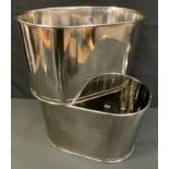 A pair of contemporary chrome reproduction champagne trough, inscribed with Lily Bollinger quote '