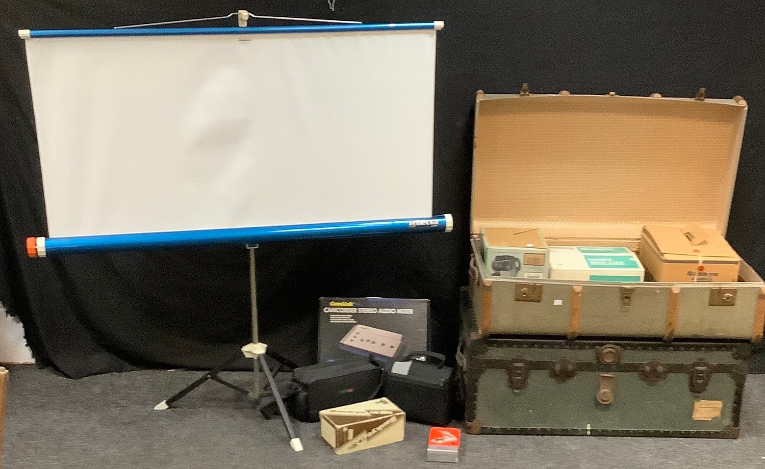 Photography - Hanimex Rondette slide projector; Sankyo Dualus film projector; Hama film slicing kit;