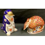 A Royal Crown Paperweight Armadillo; another Duck Billed Platypus, both gold stopper (2)