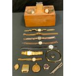 Watches - a vintage Oris square watch head; others Royal, Gillex, Rone etc, a Colibri lighter, dress