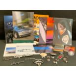 Automobilia - vintage car badges and brochures, inc Mercedes, Alfa Romeo, BMW, Oldsmobile, Brougham,