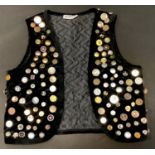 Fashion & Textiles - a black Mia Cassara velvet waistcoat hand decorated throughout with assorted
