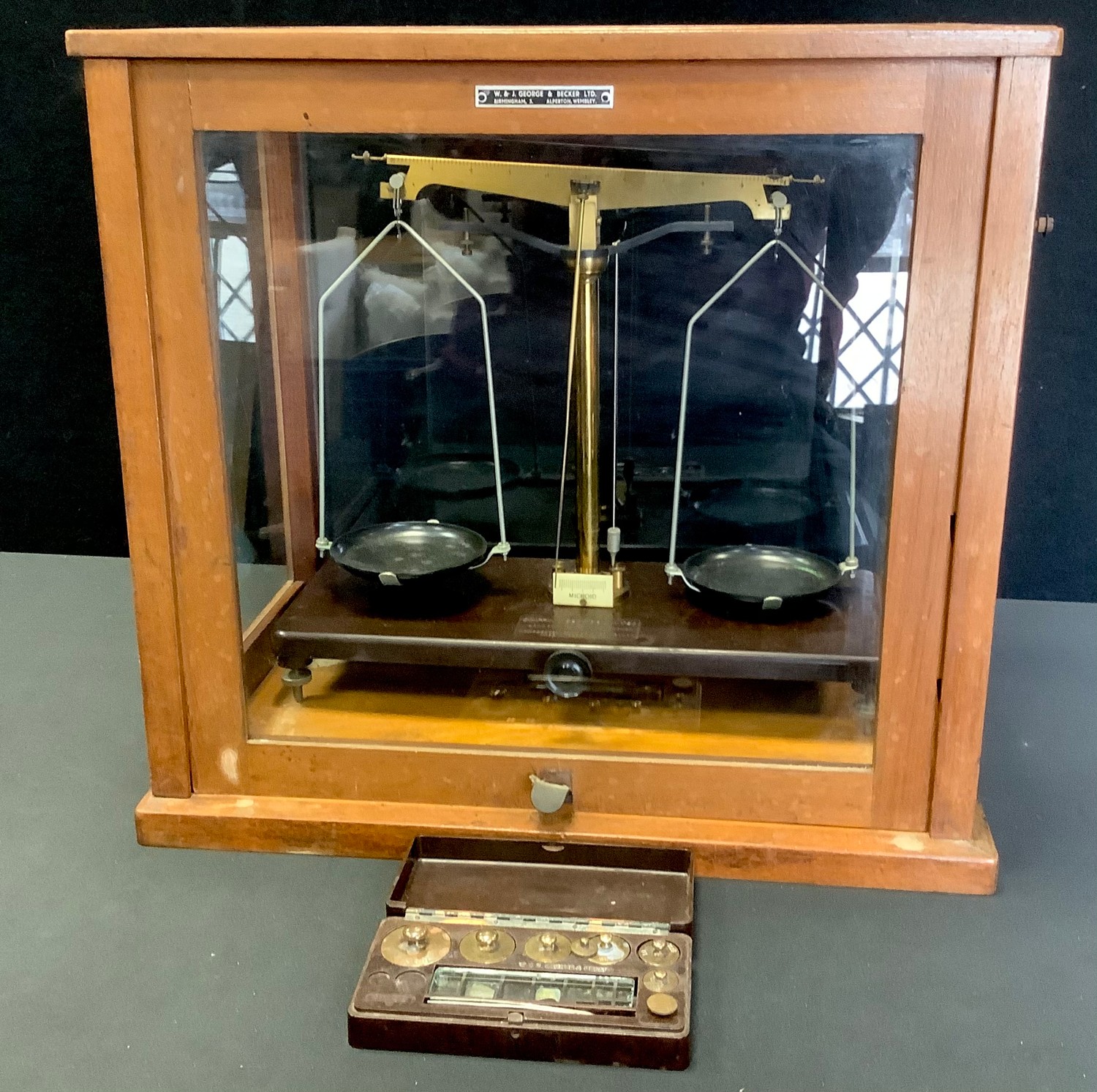 A Griffin & George Ltd lever balance scale, cased
