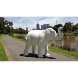 Wild in Art - Asian Elephant, a huge model of an Asian Elephant, white painted glass reinforced