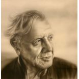 Gordon Corrins Portrait of Sir David Attenborough signed, dated 2017, 59.5cm x 59.5cm