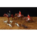 W Britain (Britains) Hunting Series lead figures, comprising of mounted huntswoman with moveable arm