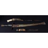 Militaria and Knives - an Indian ceremonial sword; a dagger; two knives (4)