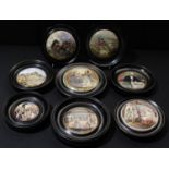 A collection of Prattware pot lids including, The Allied Generals, The Late Prince Consort, Bear