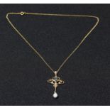A 9ct gold pendant, opal drop
