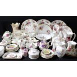 English Floral Ceramics - Aynsley Celeste; Royal Worcester; Queens; trinket dishes, teapot,