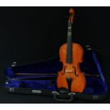 A Chinese Skylark practice violin, cased; another similar practice violin, cased (2)