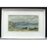 Edwin Vickers Sound Of Sleat from the Isle of Skye signed, label to verso, watercolour, 31cm x 59cm