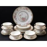 A Royal Doulton Canton pattern dinner service for six comprising dinner plates, dessert plates, side