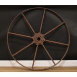 Industrial Salvage - a cast iron flywheel, 114cm diameter