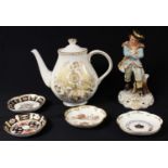 A Royal Crown Derby figure, Winter, 23cm, second quality; a Royal Crown Derby Brocade pattern
