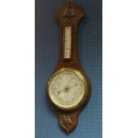 A British Made oak barometer, mercury thermometer, 74cm long