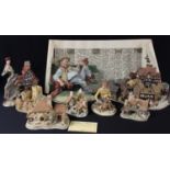 A David Winter miniature model cottage; others; a Capo-di-Monte tramp figure, certificate; another