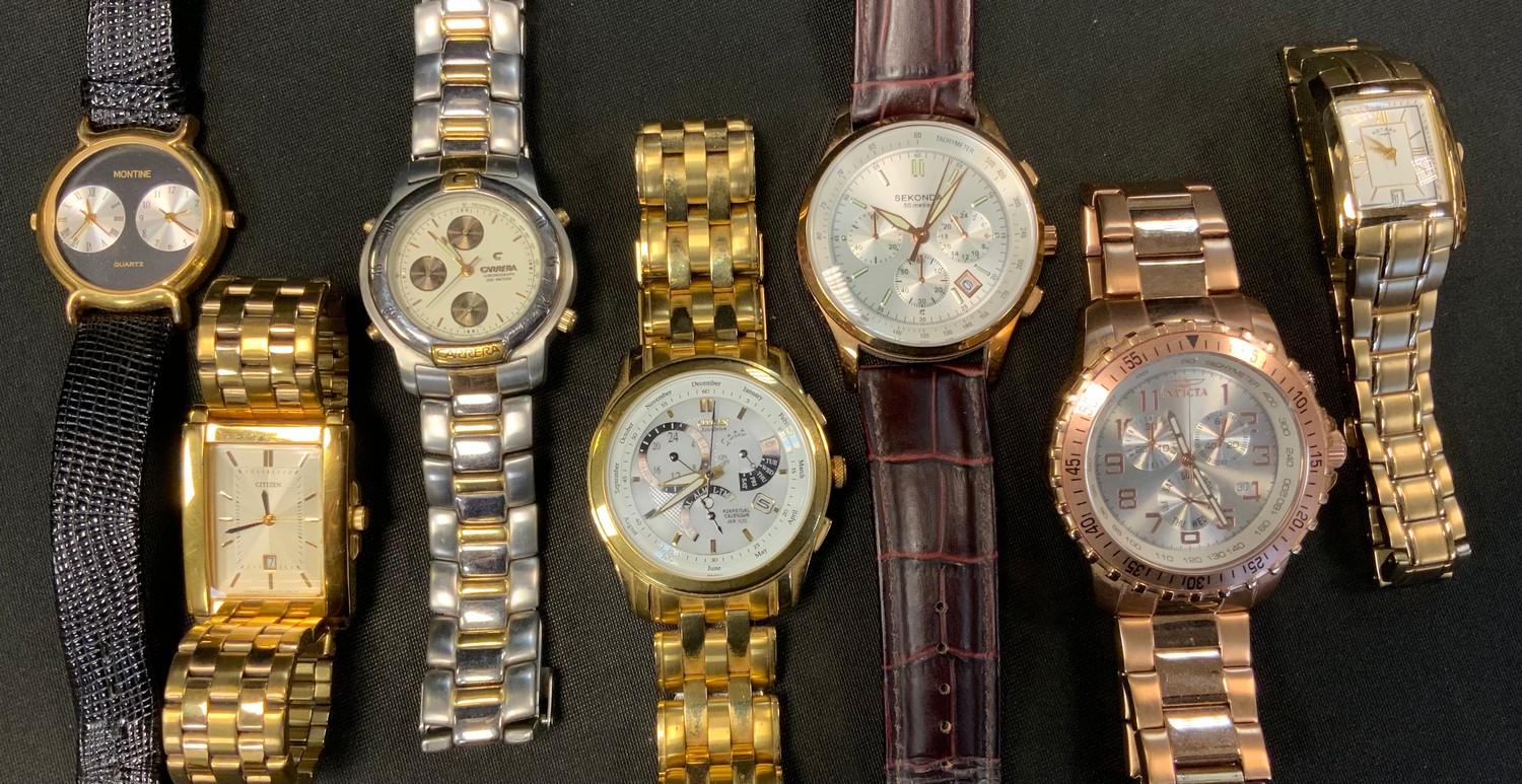 Watches - a Citizen Ecodrive 4N0030 wristwatch; others, Sekonda; Invicta; Carrera etc (7)