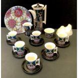 A Portmerion Magic City coffee set for six designed by Susan Williams-Ellis; a stoneware plate wax