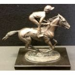 A Lester Piggott commemorative bronze figure 'Champion Finish' by David Cornell, signed in the