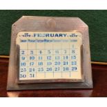 A George V silver easel desk calendar, day date slides, Percy James Finch, Birmingham 1925, light