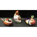 Royal Crown Derby paperweights - Collector?s Guild Woodland Pheasant; Collector?s Guild Green Winged