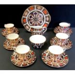 A Royal Crown Derby 1128 Imari pattern six setting tea service, inc bread plate, milk jug, sugar