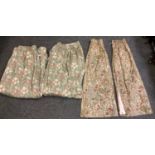 A pair of Sanderson curtains, golden Lily Minor by Morris & Co., 120cm width x 150cm length; a