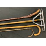 Walking Sticks - a The Cunliffe shooting stick seat walking stick, 80cm long; a narrow gauge cane