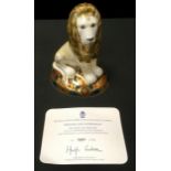 A Royal Crown Derby paperweight, The Heraldic Lion, from the Heraldic Beasts series, printed mark,